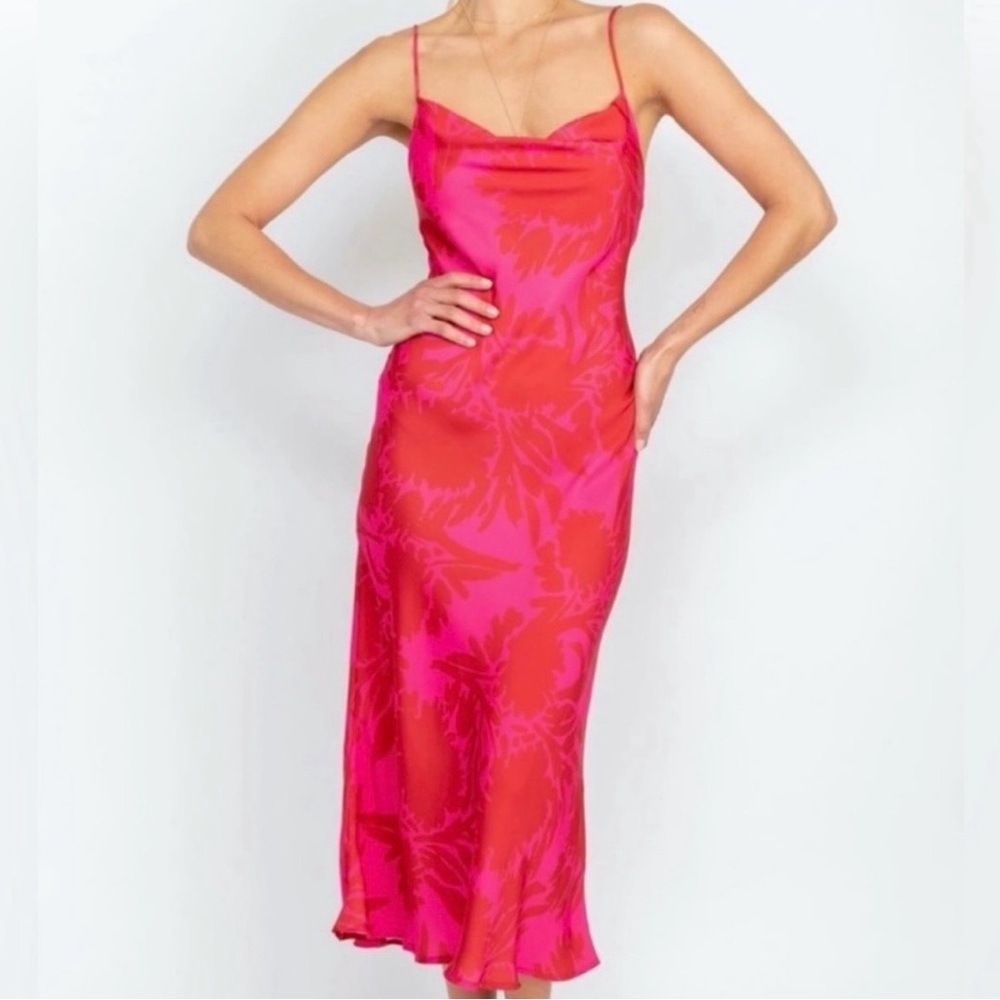 RESA Berri Slip Vibrant Pink Midi Dress in Maui